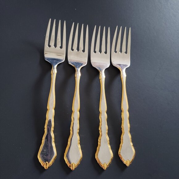 Oneida GOLDEN ROYAL CHIPPENDALE Community Stainless Salad Fork 6 3/4" - Picture 10 of 10